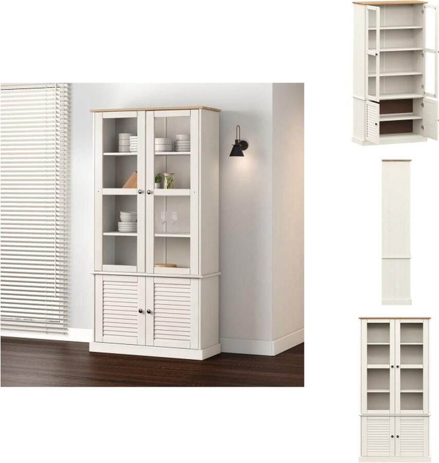 VidaXL -Vitrinekast-VIGO-85x35x170-cm-massief-grenenhout-wit