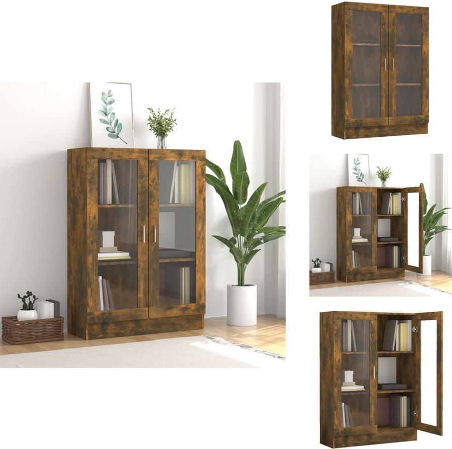 VidaXL Vitrinekast Vitrinekasten Kast Vitrine Vitrinekast 82 5x30 5x115 cm bewerkt hout gerookt eikenkleurig