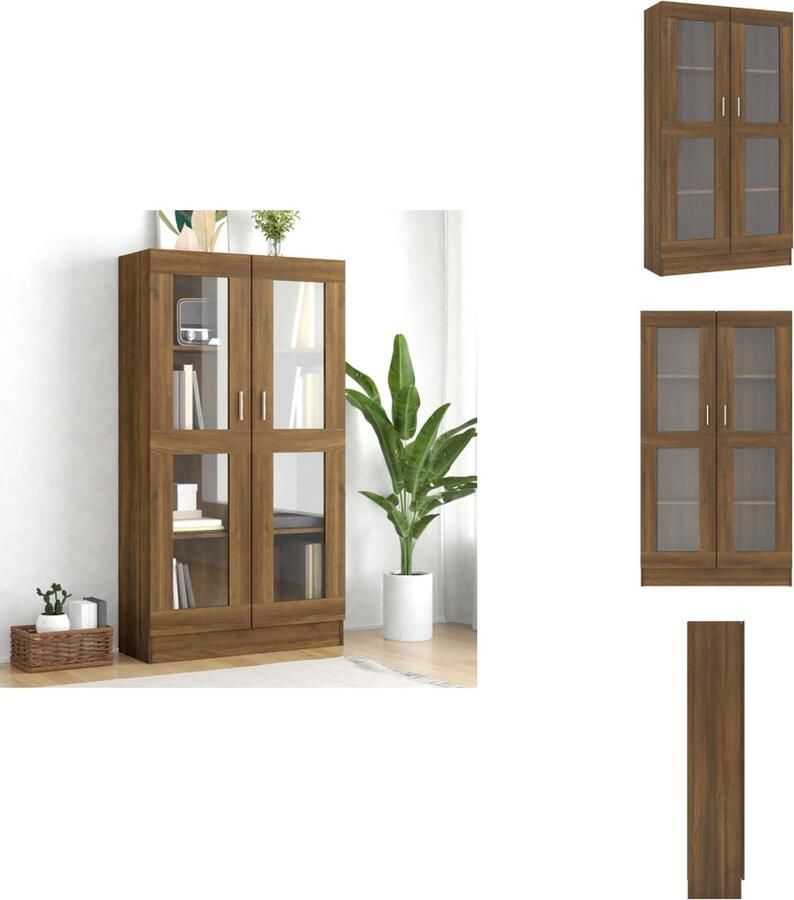 VidaXL Vitrinekast Vitrinekasten Kast Vitrine Vitrinekast 82 5x30 5x150 cm bewerkt hout bruin eikenkleur