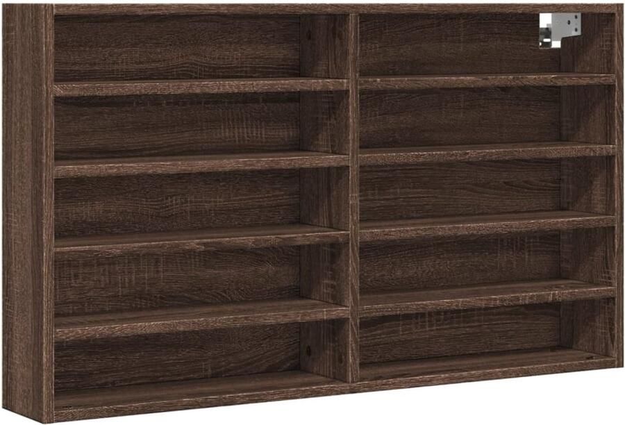 VidaXL Vitrinekast 100x15x58 cm bewerkt hout bruin eikenkleurig Vitrinekast Vitrinekasten Vitrine Display Kast