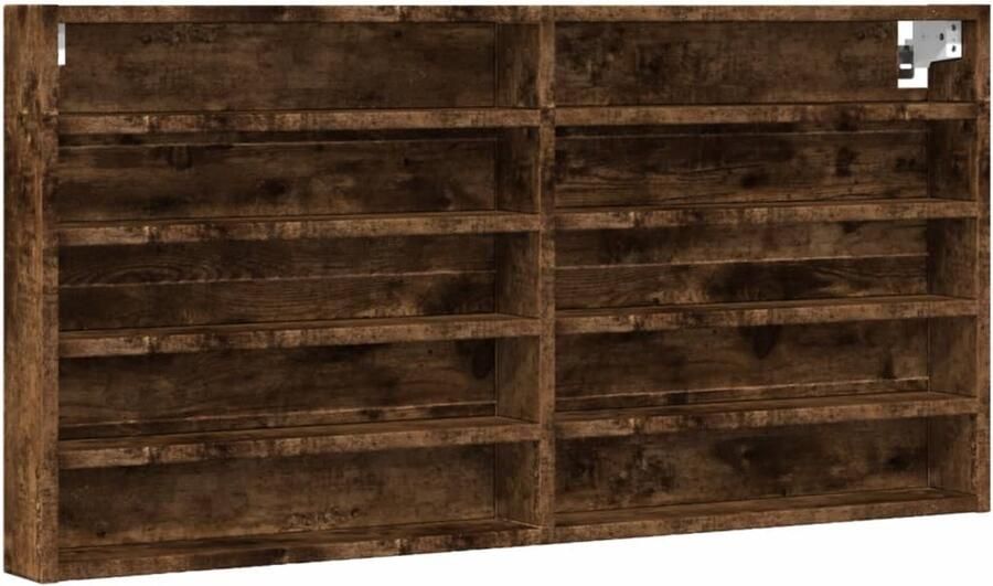 VidaXL Vitrinekast 100x8 5x50 cm bewerkt hout gerookt eikenkleurig Vitrinekast Vitrinekasten Vitrine Display Kast