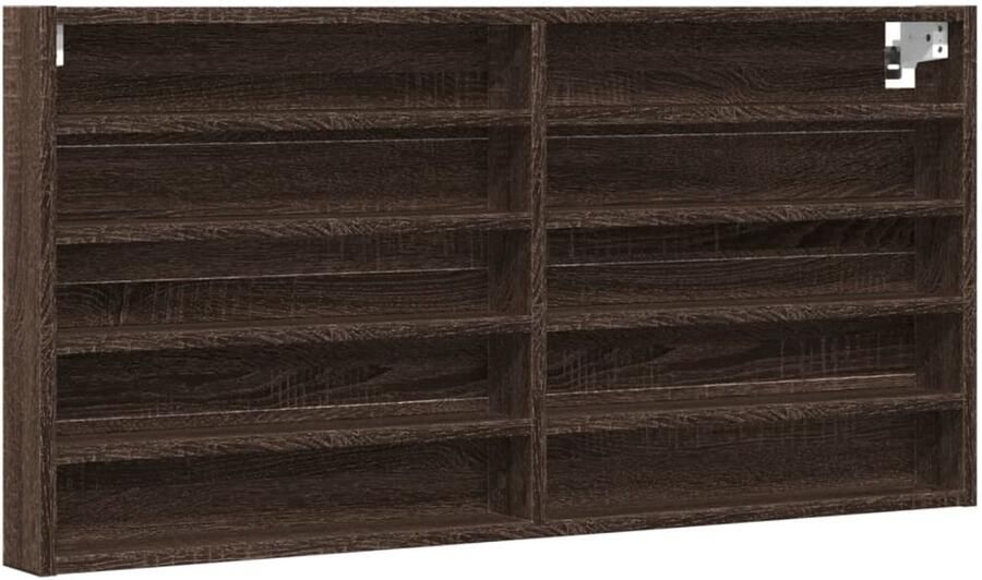 VidaXL Vitrinekast 100x8 5x50 cm bewerkt hout bruin eikenkleurig Vitrinekast Vitrinekasten Vitrine Display Kast