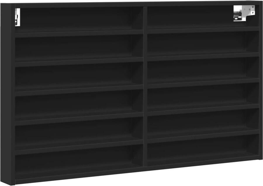 The Living Store Vitrinekast 100x8 5x58 cm bewerkt hout zwart Vitrinekast Displaykast Woonaccessoires Meubels Houten Kast