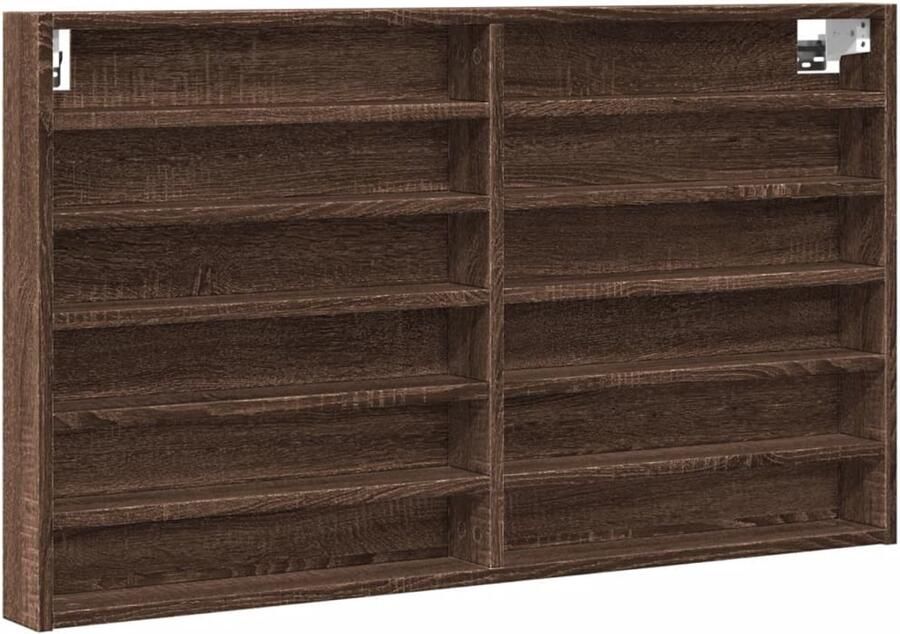 VidaXL Vitrinekast 100x8 5x58 cm bewerkt hout bruin eikenkleurig Vitrinekast Vitrinekasten Vitrine Display Kast