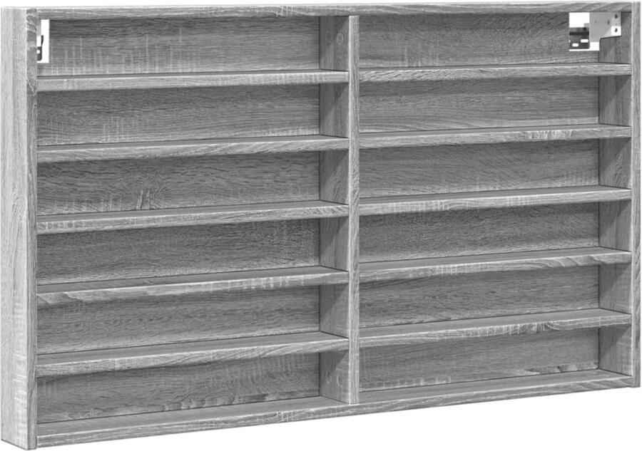 VidaXL Vitrinekast 100x8 5x58 cm bewerkt hout grijs sonoma eikenkleur Vitrinekast Grijze Vitrinekast Houten Vitrinekast Vintage Vitrinekast Displaykast