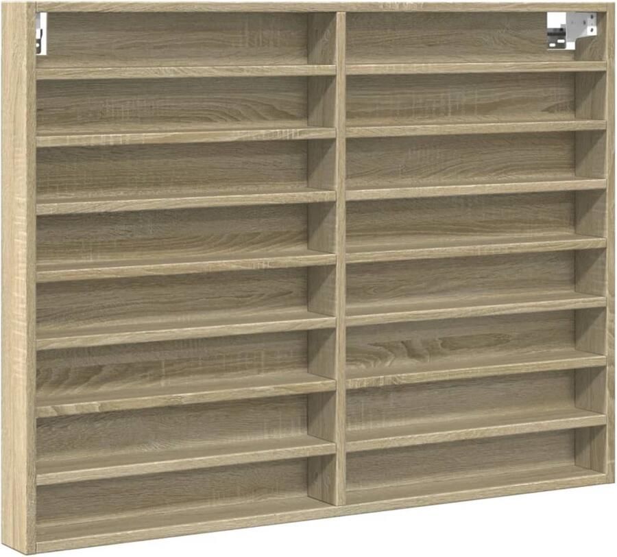 VidaXL Vitrinekast 100x8 5x75 cm bewerkt hout sonoma eikenkleurig Vitrinekast Vitrinekasten Vitrine Display Kast