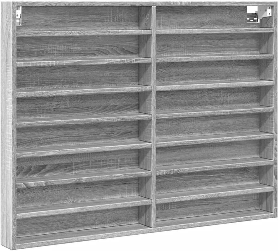 VidaXL Vitrinekast 100x8 5x75 cm bewerkt hout grijs sonoma eikenkleur Vitrinekast Displaykast Grijze Vitrinekast Houten Vitrinekast Woonaccessoires - Foto 2