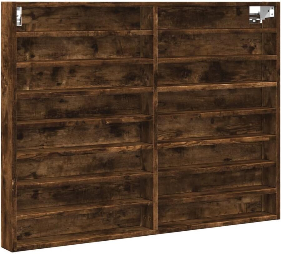 The Living Store Vitrinekast 100x8 5x75 cm bewerkt hout gerookt eikenkleurig Vitrinekast Displaykast Woonaccessoires Meubels Houten Kast - Foto 2