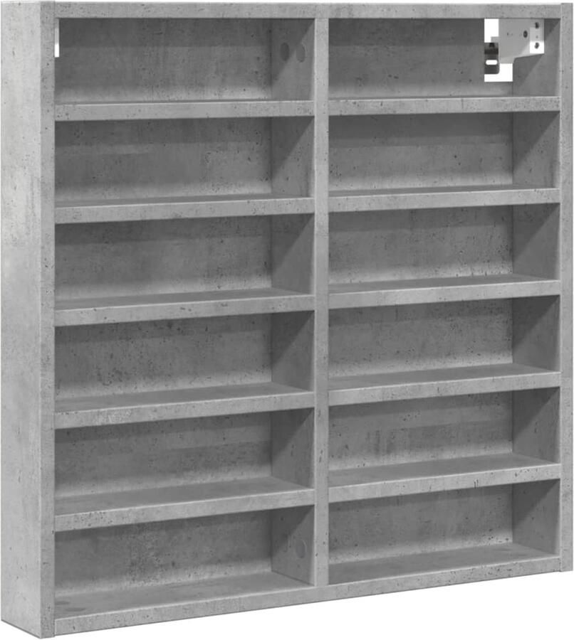 VidaXL Vitrinekast 60x8 5x58 cm bewerkt hout betongrijs Vitrinekast Vitrinekasten Vitrine Display Kast