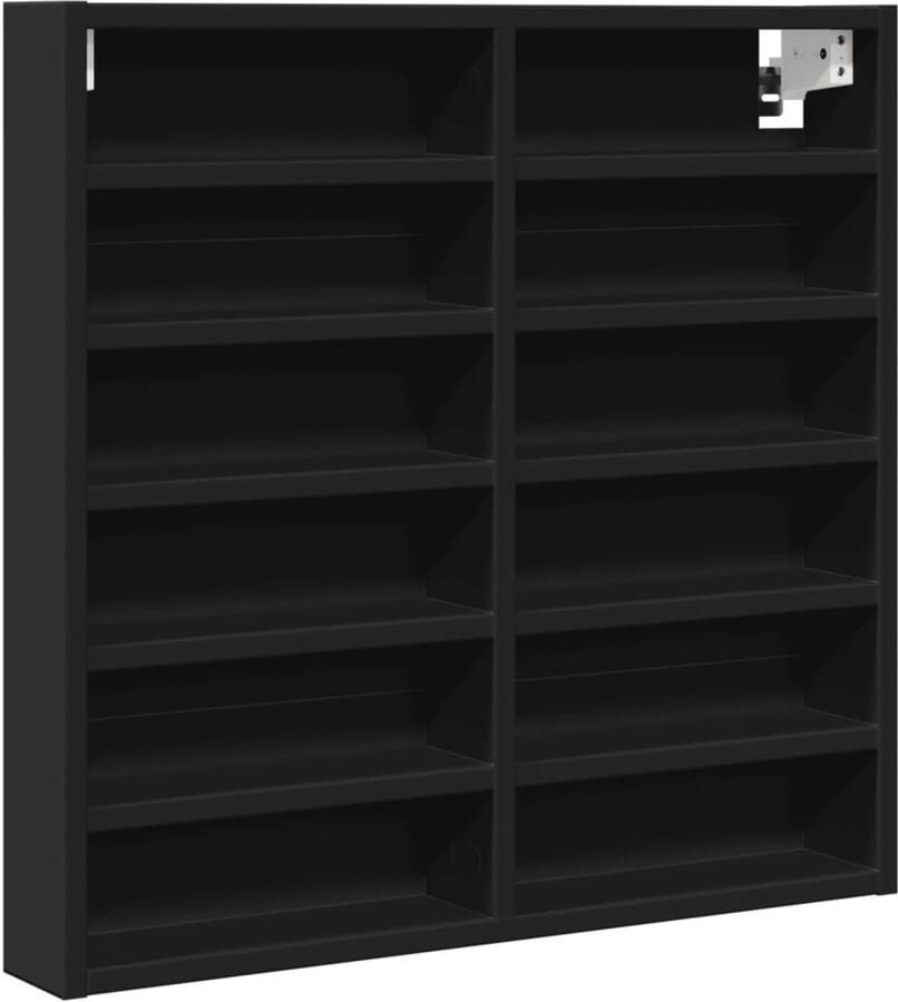 VidaXL Vitrinekast 60x8 5x58 cm bewerkt hout zwart Vitrinekast Zwarte Vitrinekast Houten Vitrinekast Displaykast Opbergkast
