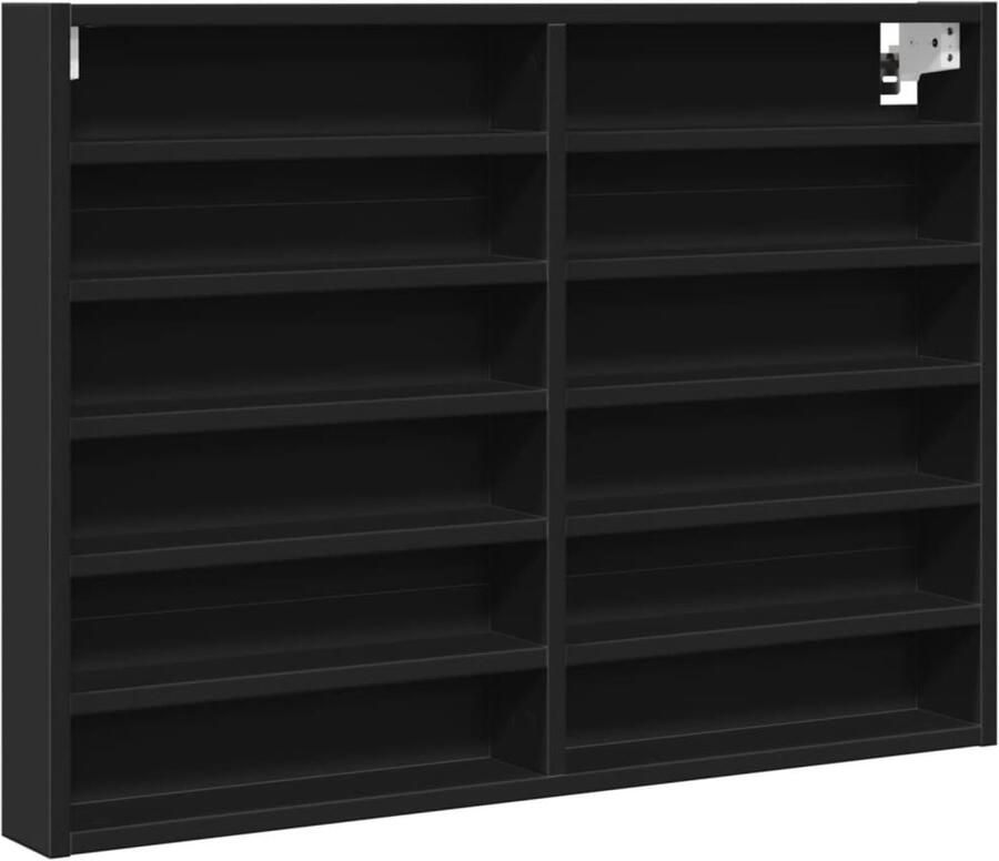 VidaXL Vitrinekast 80x8 5x58 cm bewerkt hout zwart Vitrinekast Vitrinekasten Vitrine Display Kast