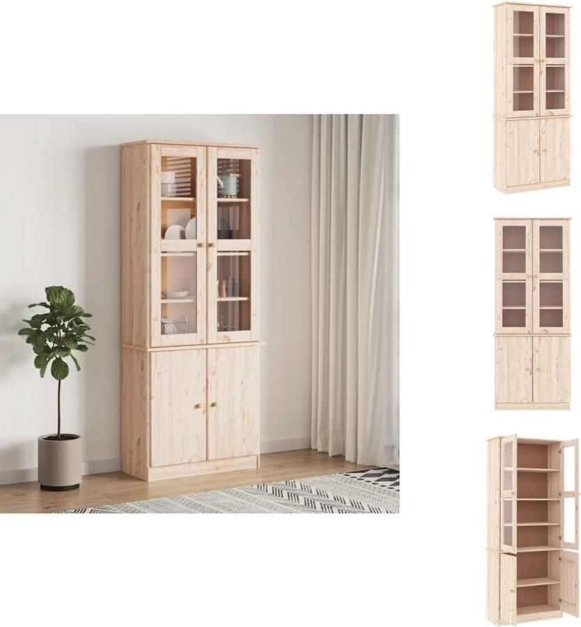 VidaXL Vitrinekast Vitrinekasten Vitrine Display Kast Vitrinekast ALTA 77x35x186 5 cm massief grenenhout