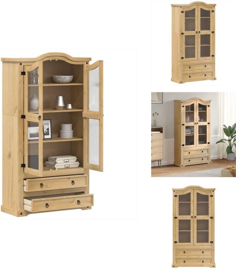VidaXL Vitrinekast Vitrinekasten Vitrine Display Kast Vitrinekast Corona 99x43x187 cm massief grenenhout