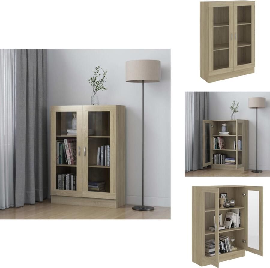 VidaXL Vitrinekast Vitrinekasten Vitrine Vitrines Vitrinekast 82 5x30 5x115 cm bewerkt hout sonoma eikenkleurig