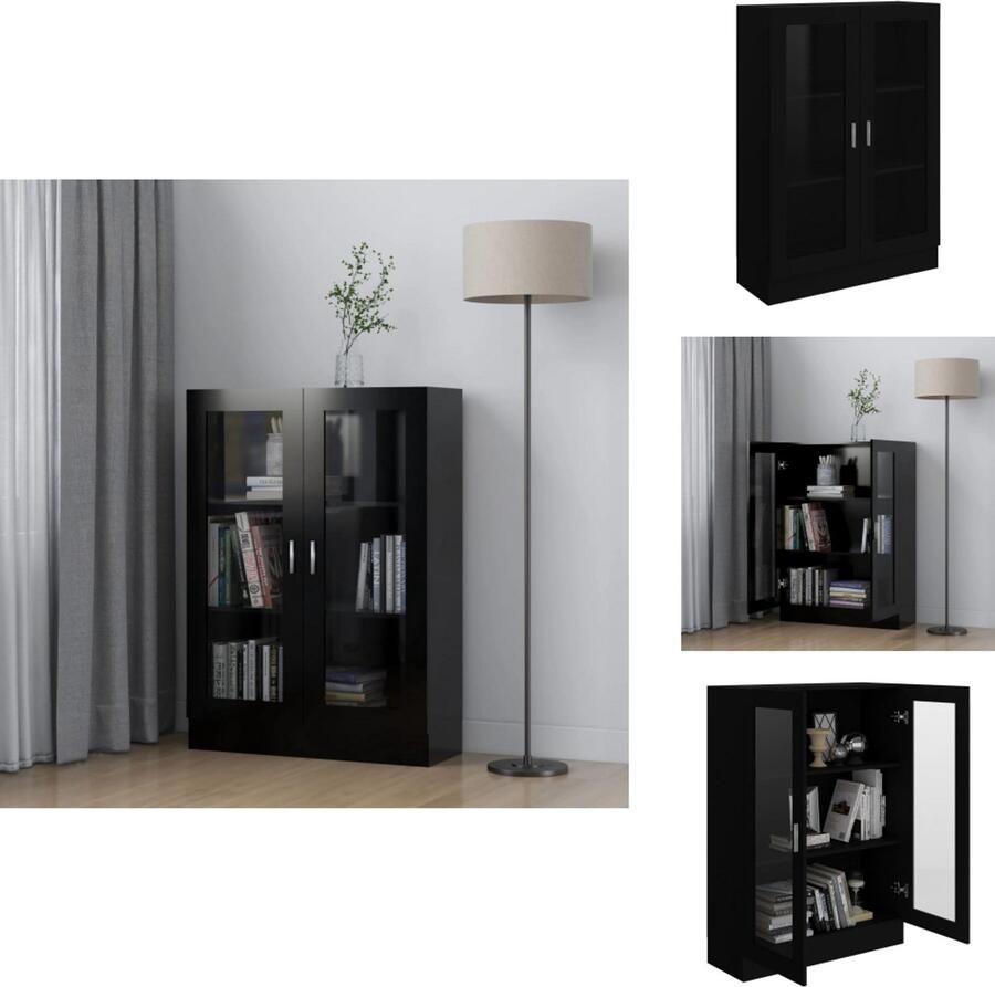 VidaXL Vitrinekast Vitrinekasten Vitrine Vitrines Vitrinekast 82 5x30 5x115 cm bewerkt hout zwart