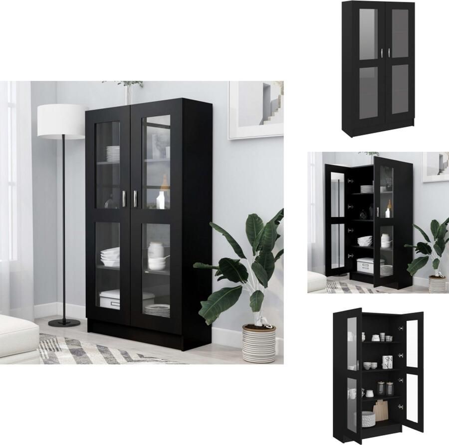 VidaXL Vitrinekast Vitrinekasten Vitrine Vitrines Vitrinekast 82 5x30 5x150 cm bewerkt hout zwart