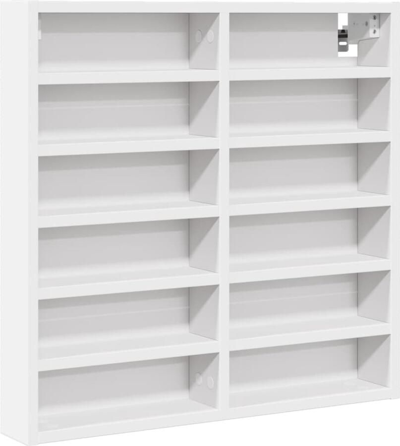 VidaXL Vitrinekast Wit 12 Schappen 60x58 cm Vitrinekast Displaykast Woonkamerdecoratie Slaapkamermeubilair Opbergoplossing