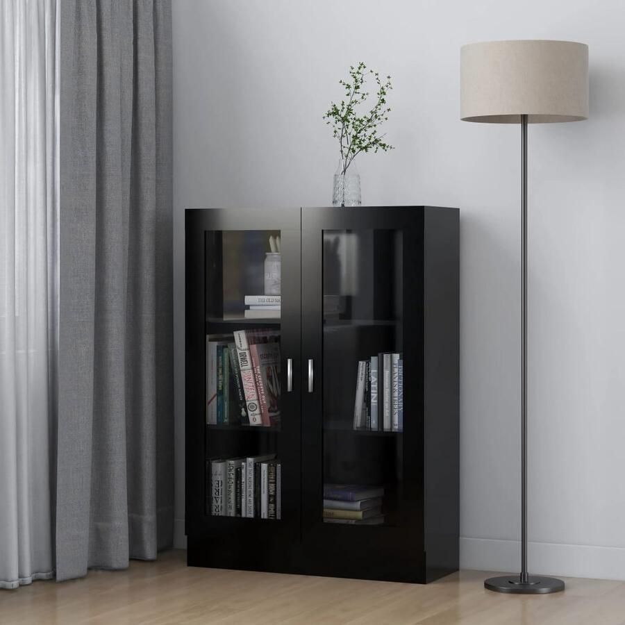 VidaXL Vitrinekast Zwart 82 5x30 5x115 cm Vitrinekast Boekenkast Opslagmeubilair Woonkamerdecoratie Modern Minimalistisch Zwart - Foto 2