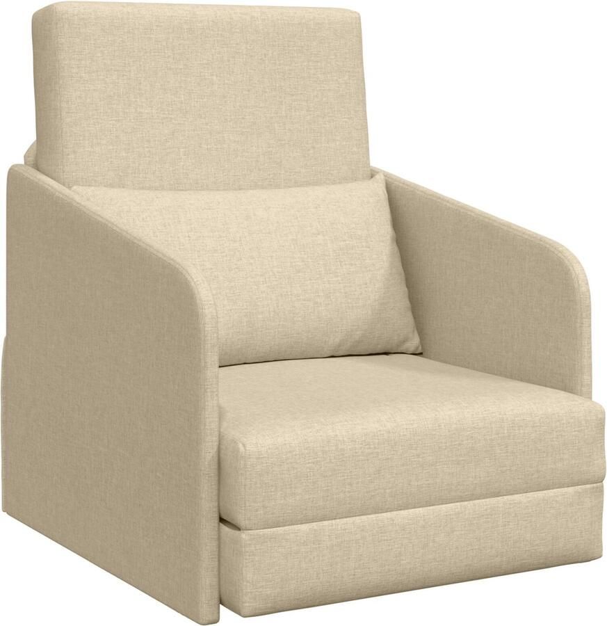 VidaXL Vloer Sofa Bed 2-in-1 Crème 65x80x83 cm Stof