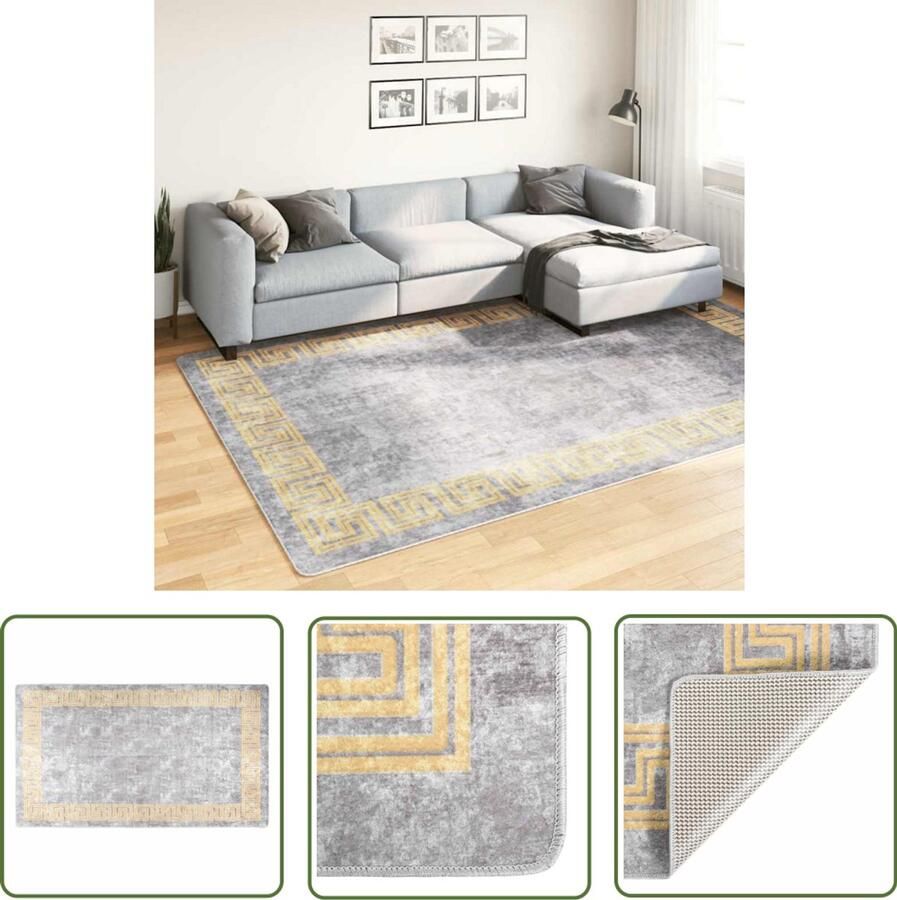 The Living Store Vloerkleed Karakteristiek Interieurdecoratie Afmetingen- 190 x 300 cm Kleur- Grijs Vloerkleed Vloerdekking Interieurdecoratie Grijs Vloerkleed Wollen Vloerkleed