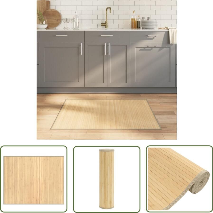 VidaXL Vloerkleden Bamboe Bamboevloerkleed Vloerkleed rechthoekig 80x100 cm bamboe lichtnaturel Beige Vloerkleed Woonaccessoires Kamerdecoratie
