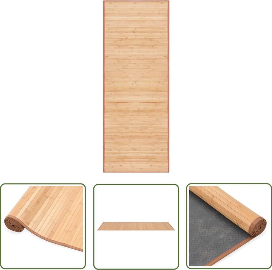 The Living Store Bamboe Tapijt 80x200 cm Anti-slip onderkant Bamboe Tapijt Vloerkleden Kamerdecoratie Bruine Tapijt Anti Slip Tapijt - Foto 2
