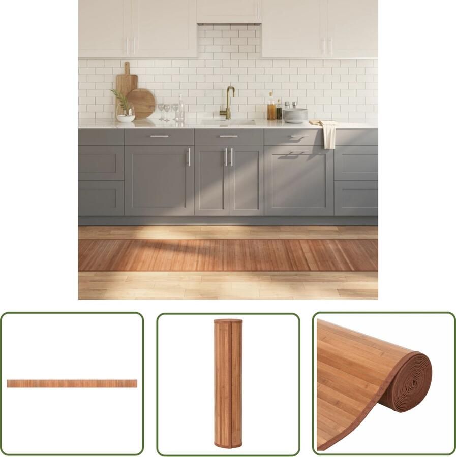 The Living Store Bamboe Tapijt Natuurlijk 60 x 1000 cm Duurzaam Waterbestendig Bamboetapijt Vloerkleden Woon Accessoires Natuurlijk Tapijt Modern Tapijt