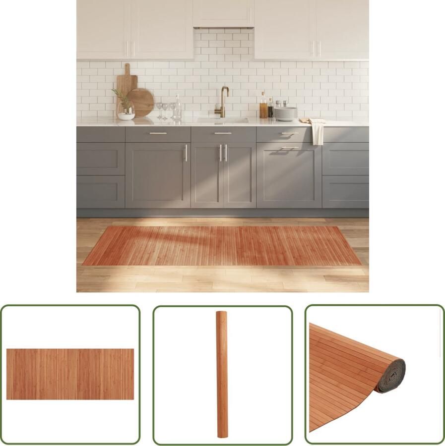 The Living Store Vloerkleed rechthoekig 80x200 cm bamboe bruin Bamboetapijt Vloerkleden Woonaccessoire Natuurlijke Materialen Duurzaam Tapijt