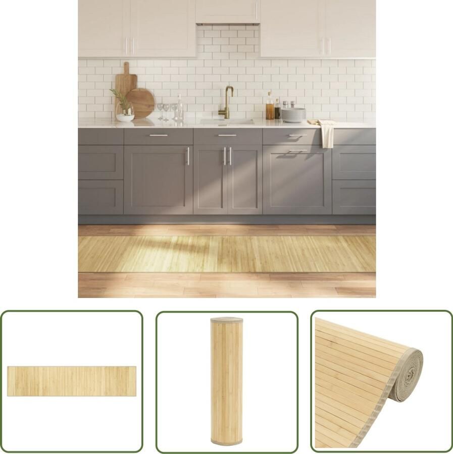 VidaXL Vloerkleed rechthoekig 70x300 cm bamboe lichtnaturel Bamboevloerkleden Vloerkleden Beige Vloerkleden Lange Vloerkleden Groot Vloerkleden