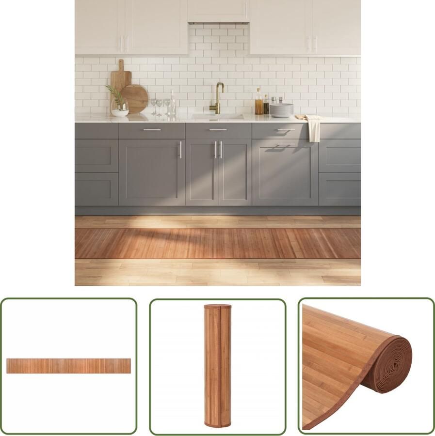 The Living Store Vloerkleed rechthoekig 60x500 cm bamboe naturel Bamboevloerkleed Vloerkleden Natuurlijke Decoratie Livingroom Accessoires Modern Tapijt