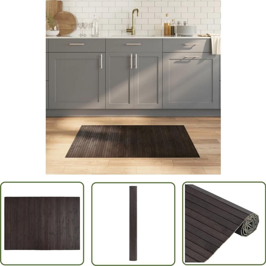 VidaXL Vloerkleden Bruin Bamboevloerkleden Vloerkleed rechthoekig 70x100 cm bamboe donkerbruin Woonaccessoires Kamerdecoratie Living Decoratie