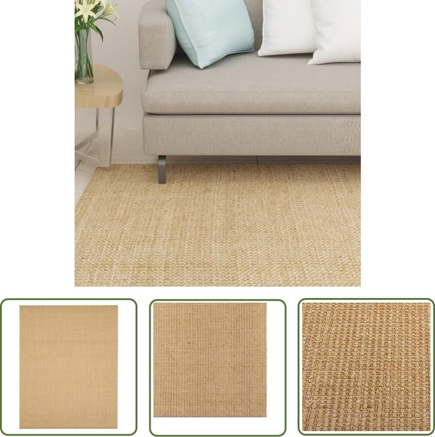 The Living Store Sisal Vloerkleed 80 x 100 cm 100% sisal Anti-slip Sisalfleurkleed Vloerkleden Bruin Vloerkleden 80x100cm Sisalttapijten Anti Slip Vloerkleed