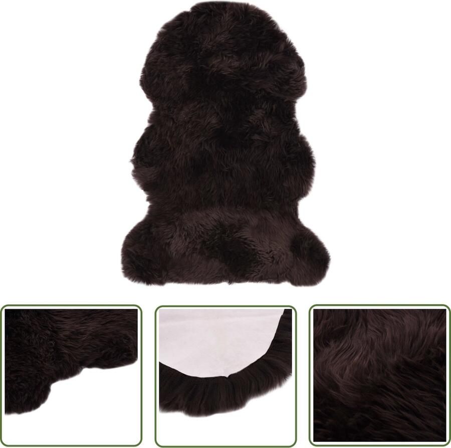 The Living Store Schapenvacht Kleed Bruin 90 x 60 cm Echt schapenvacht Kleden Vloerkleden Bruine Vloerkleed Warm Fleece Dekbed Huiskamer Accessoires