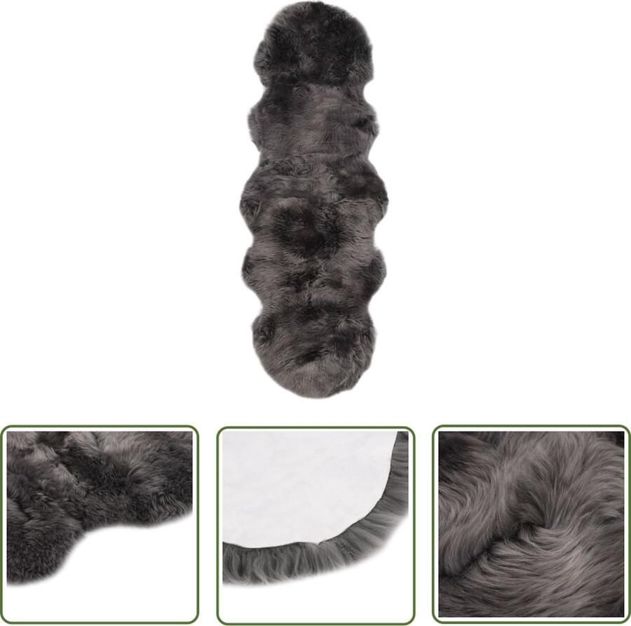 The Living Store Schapenvacht kleed Lichtgrijs 180 x 60 cm Echt schapenvacht Kleden Vloerkleden Grijs Vloerkleden Living Room Fleece Dekbed Wollen Vloerkleed