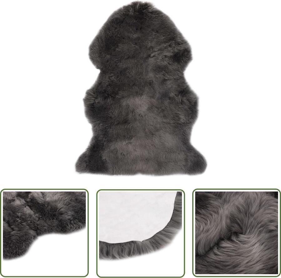 The Living Store Schapenvacht kleed Vloerkleed 90x60 cm Lichtgrijs Schapenvacht Kleden Vloerkleden Grijs Vloerkleed Warm Fleece Vloerkleed Zacht Vloerkleed