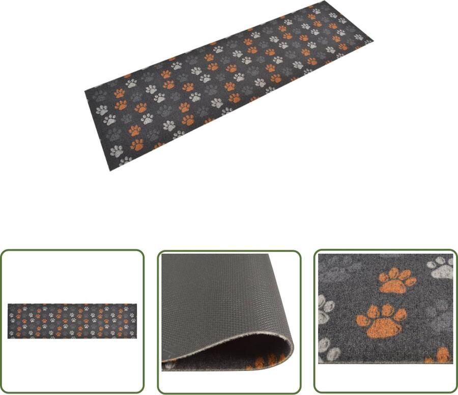 The Living Store Keukenmat wasbaar potenprint 45x150 cm fluweel Keukenmat Vloerkleden Vloerdekentje Keukendekoration Potten Print