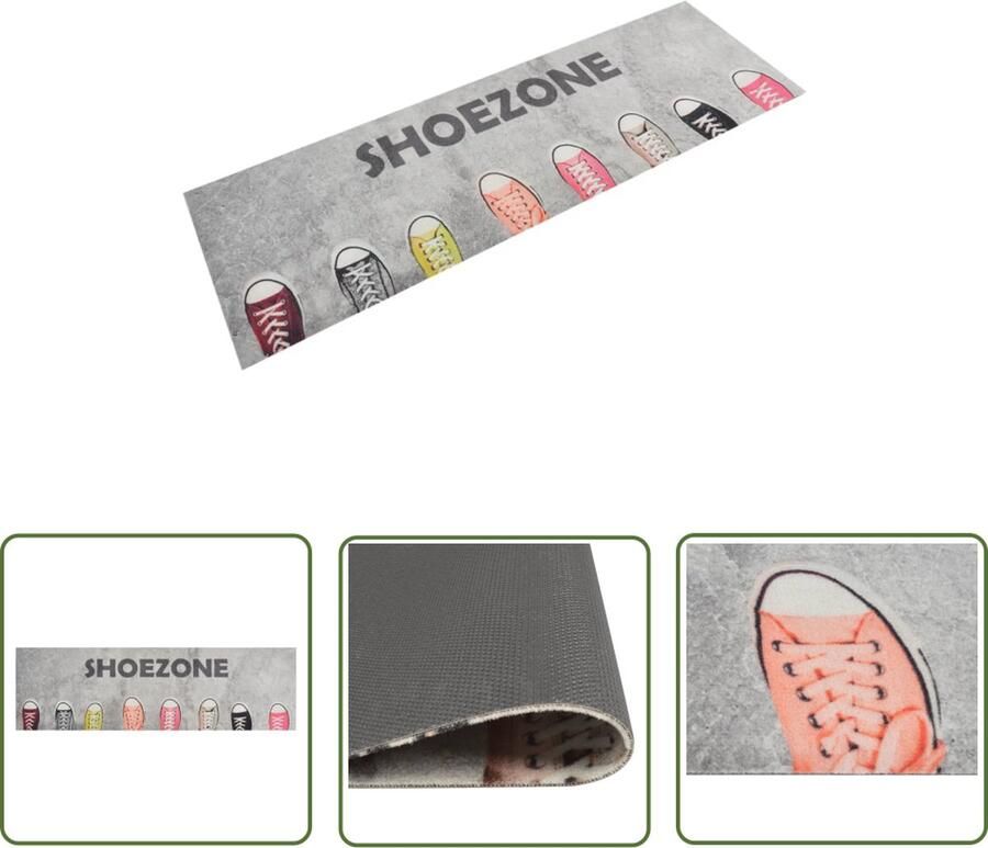 The Living Store Keukenmat Shoezoneprint 180 x 60 cm Fluweel Latex 5 mm Keukenmat Vloerkleden Keukentapijt Badmat Rubber Tapijten