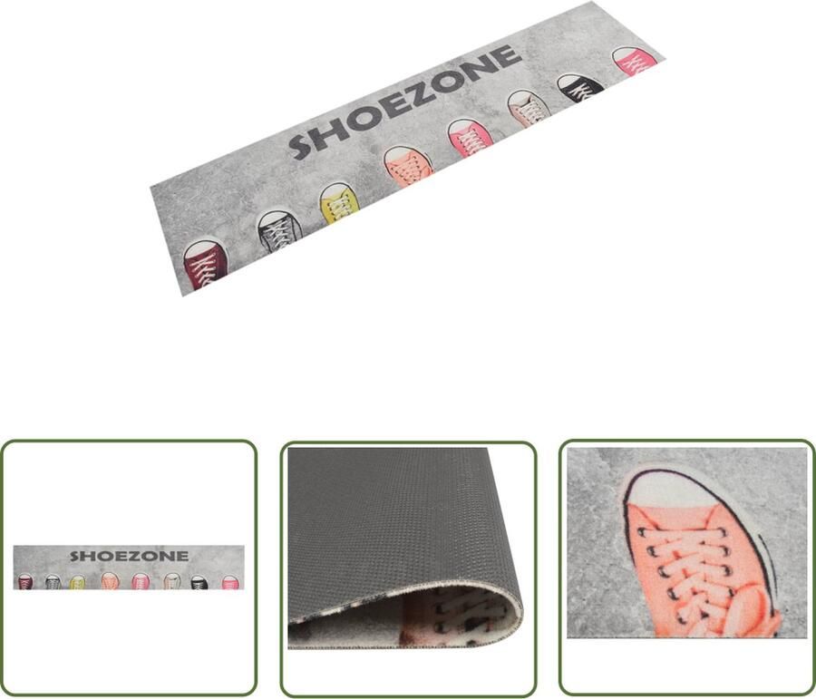 The Living Store Keukenmat Shoezoneprint Keukenlopers 300 x 60 cm Duurzaam materiaal Wasmachinebestendig Keukenmat Vloerkleden Keukentapijt Antislip Mat Multikleurige Mat