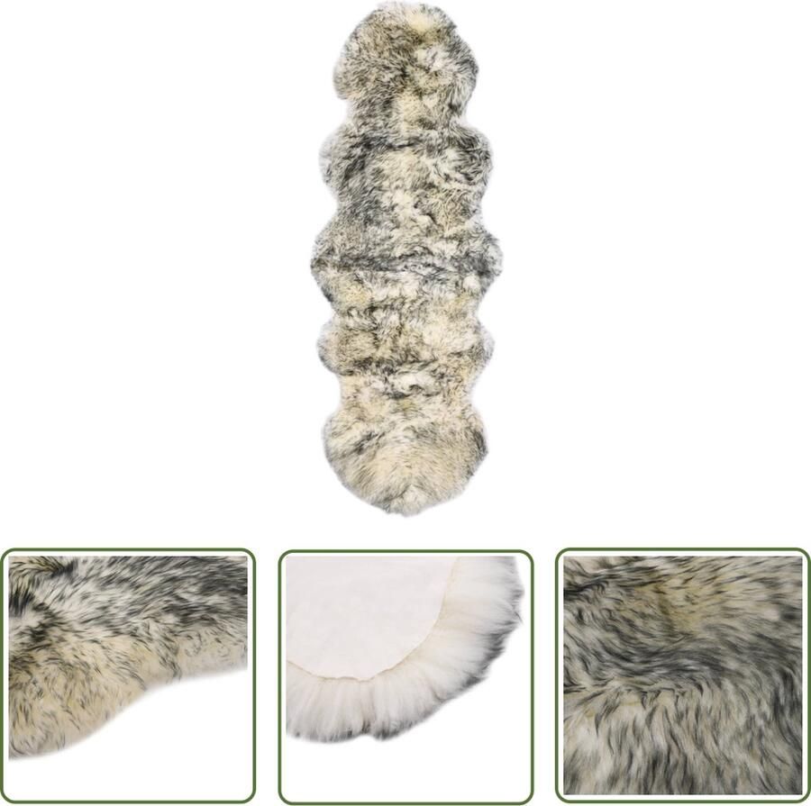 The Living Store Schapenvacht Kleed 180 x 60 cm GemÃªleerd Donkergrijs Echt schapenvacht Vloerkleed Vloerkleden Wollen Vloerkleed Donkere Grijze Vloerkleed Cozy Vloerkleed