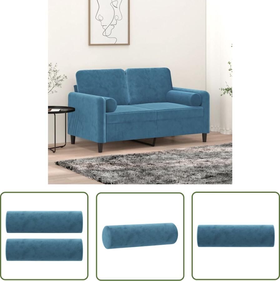 The Living Store Sierkussens 2 st 15x50 cm fluweel blauw Sierkussens Vloerkleden Decoratieve Kussens Fluweelkussens Blauwe Kussens