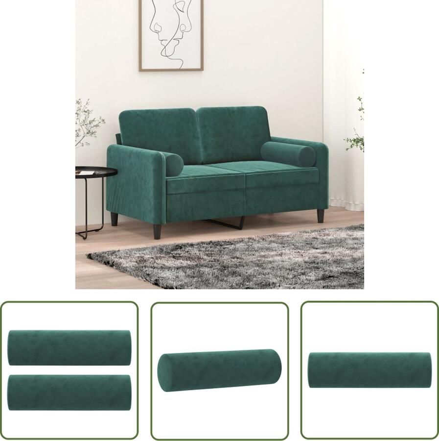 The Living Store Sierkussens Fluwelen Rolkussens 15 x 50 cm Donkergroen Sierkussens Vloerkleden Woon Accessoires Fluweel Donkere Kleuren
