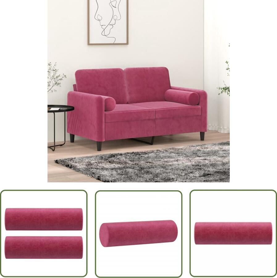 The Living Store Sierkussens Zacht fluweel Verwijderbare kussenhoezen Praktische rolkussens Wijnrood 15x50cm (2x) Sierkussens Vloerkleden Fluweel Rode Kussens Woonkamerdecoratie