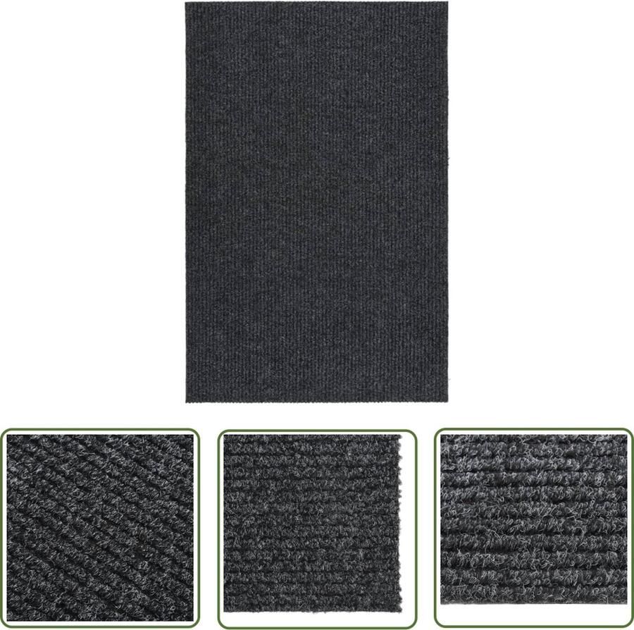 The Living Store Tapijtloper Naaldvilt 100 x 150 cm Antraciet Duurzaam Geluiddempend Tapijtroeper Vloerkleden Droge Loopmatten Binnenvloeren Interieurdecoratie