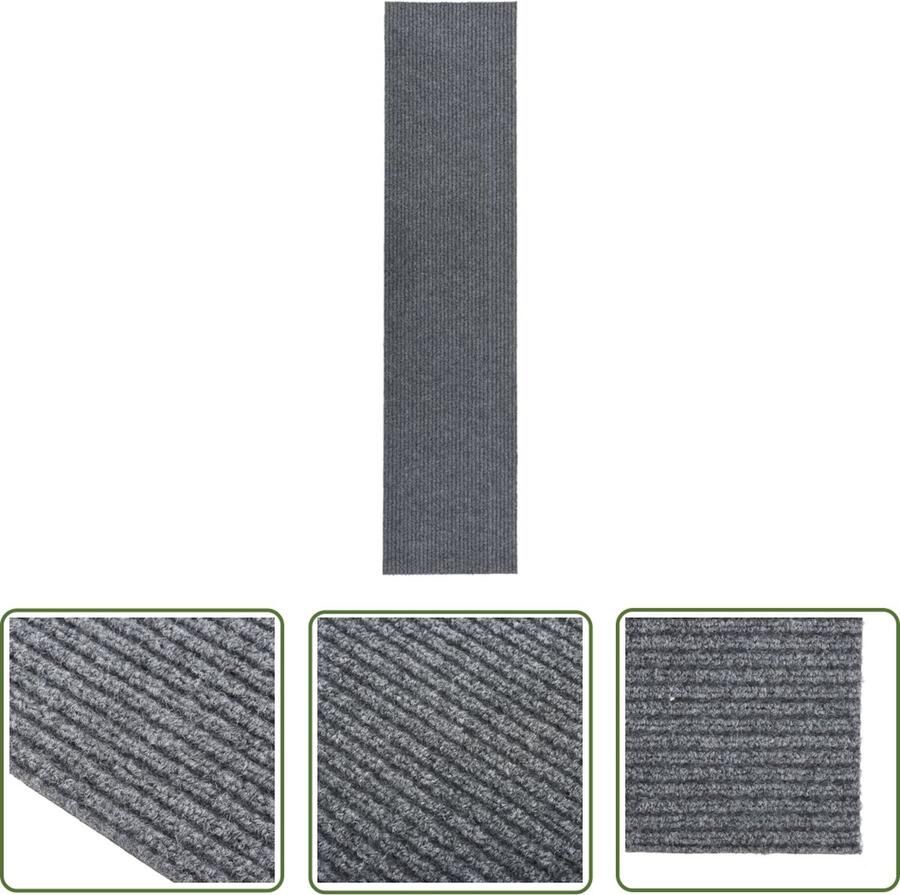 The Living Store Tapijtloper Grijs 100 x 450 cm 70% PP en 30% PES Tapijtroeper Vloerkleden Droge Loop Mat Hal Runner Interieur Decoratie