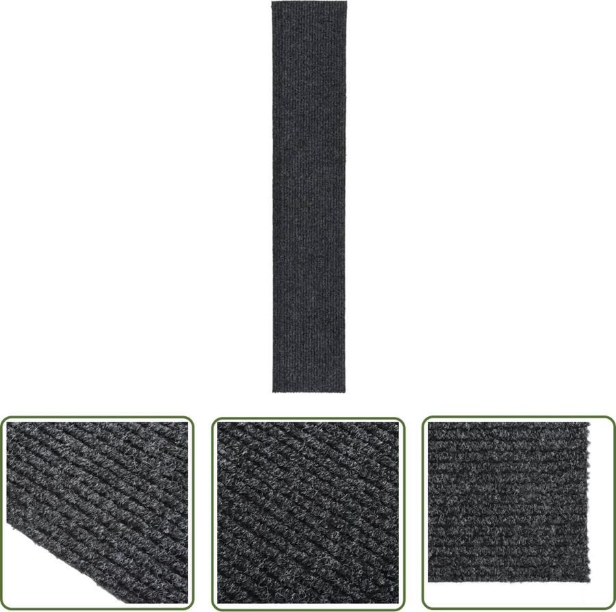 The Living Store Tapijtloper Antraciet 100x500 cm Slijtvast en onderhoudsvriendelijk Anti-slip achterkant Tapijtroeper Vloerkleden Anthracite Kleur Modern Design Polypropyleen