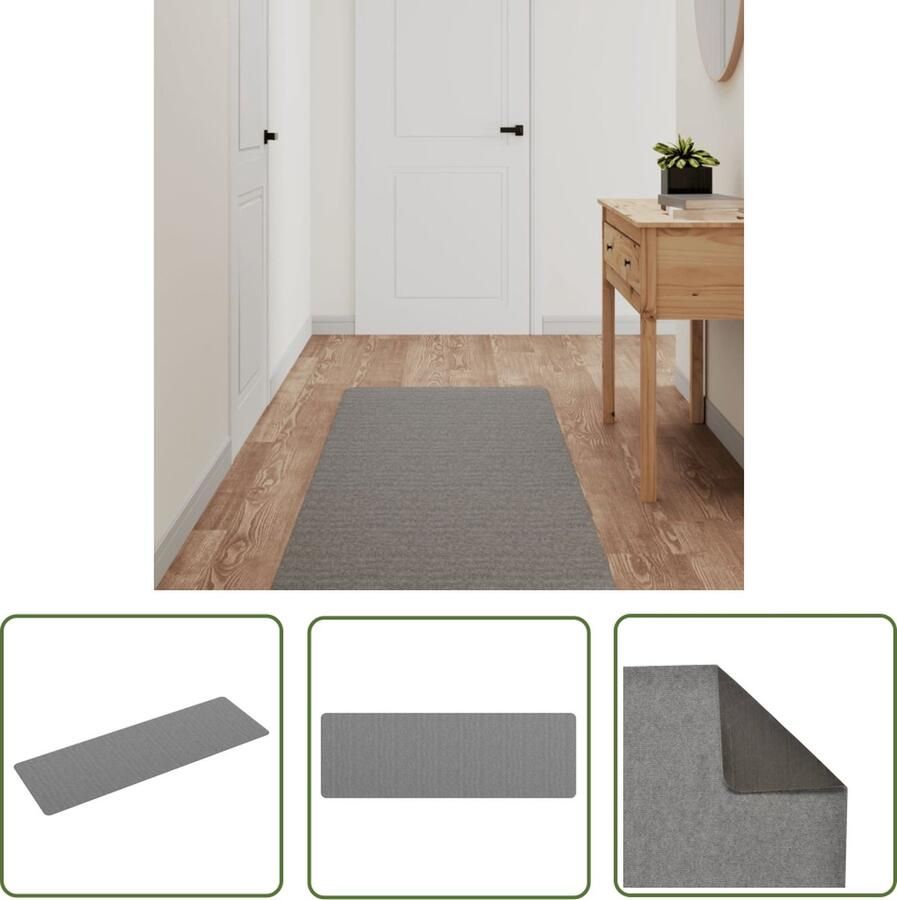 The Living Store Tapijtloper Grijs 60 x 180 cm Zacht en absorberend materiaal Tapijtroper Vloerkleden Gangvloer Hal Runner Kamerdecoratie