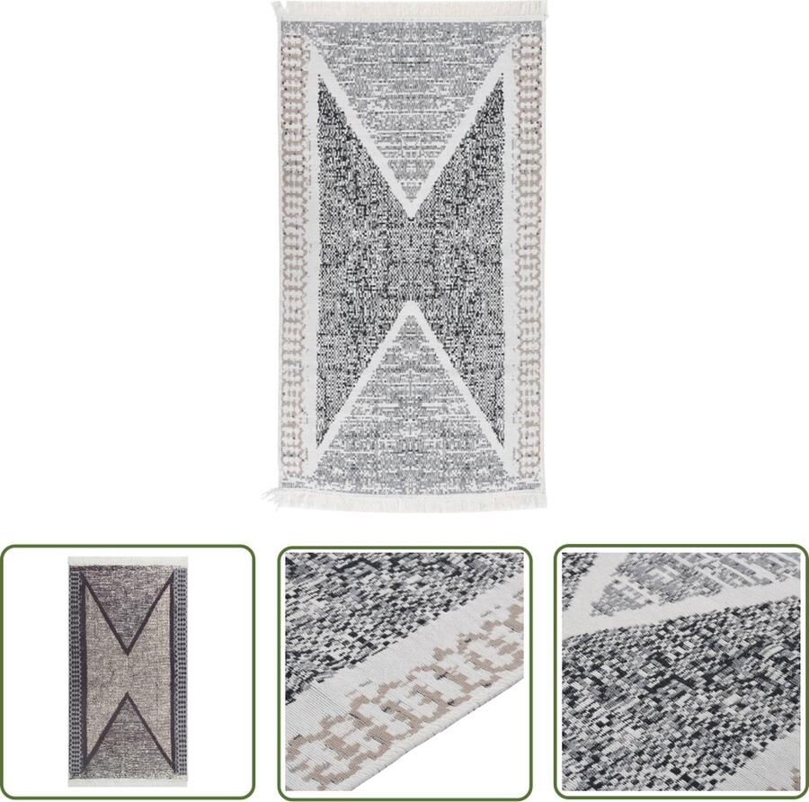 The Living Store Voerkleed Vloerkleed 120 x 180 cm Zwart Grijs 100% gerecycled katoen Vloerkleed Vloerkleden Tapijten Katoenen Vloerkleed Zwarte Vloerkleed
