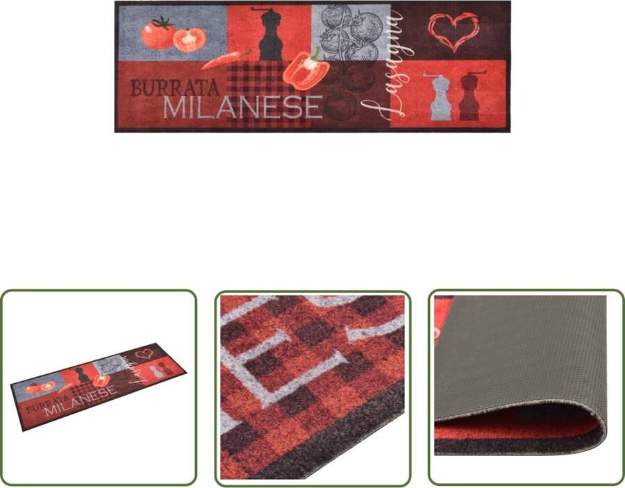 The Living Store Vloermat Rechthoekig 180 x 60 cm To-print Vloerverwarming Vloerkleden Keukentapijt Badkamertapijten Deurmat