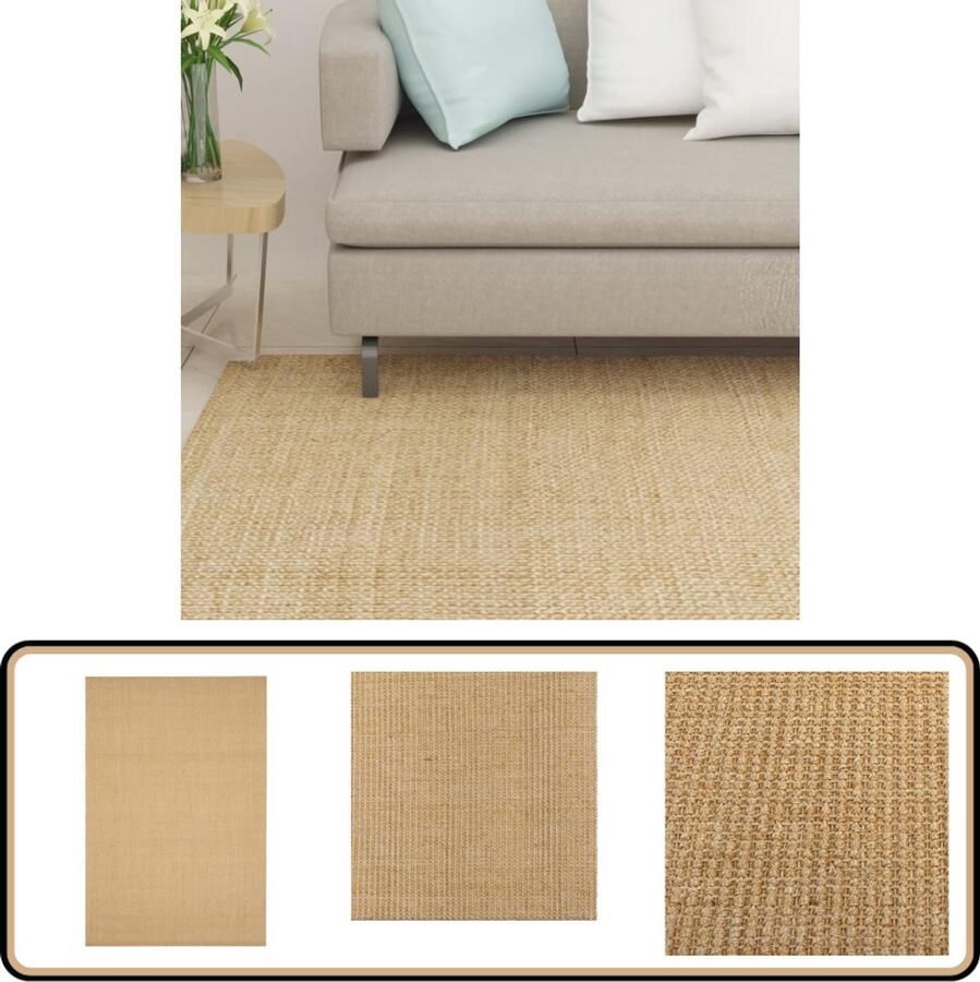 VidaXL Vloerkleed 100x150 cm Natuurlijk Sisal Vloerkleden Sisalfleurkleden Natuurvriendelijke Vloeren Interieurdecoratie Woonkamer Accessoires Slaapkamer Accessoires