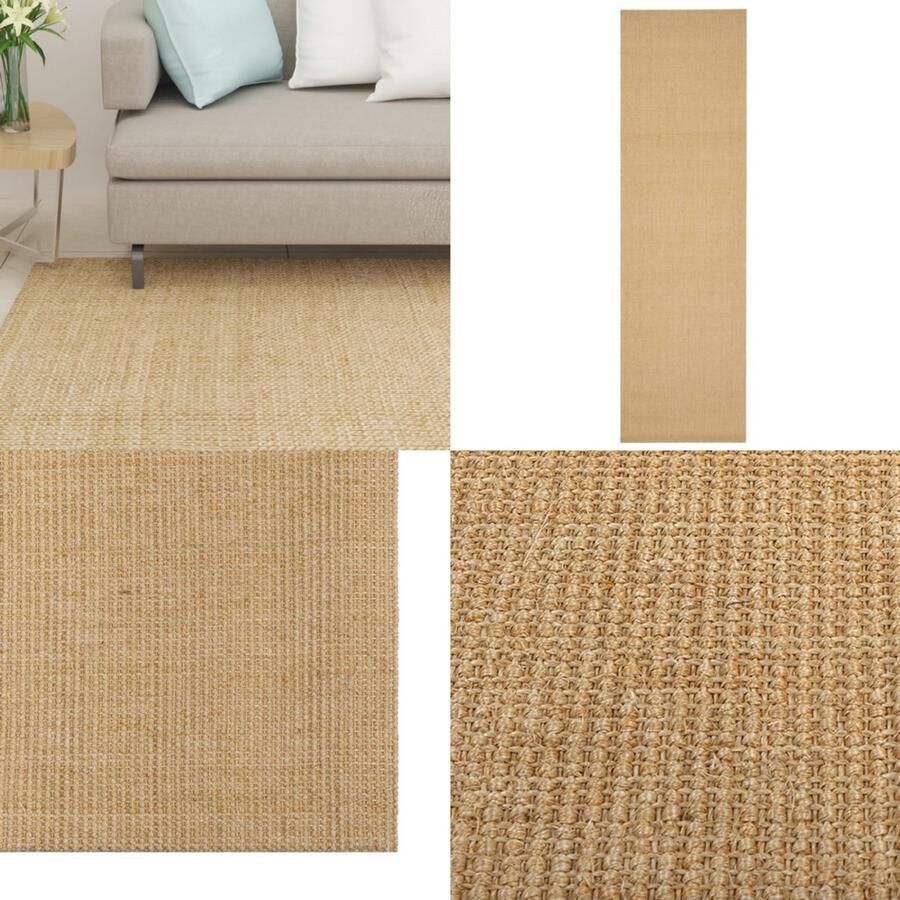 VidaXL Vloerkleed 100x350 cm natuurlijk sisal Vloerkleed Vloerkleden Kleed Tapijt